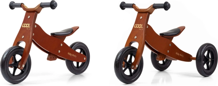 Milly Mally træ-løbecykel 2 i 1 Cool Dark Natural