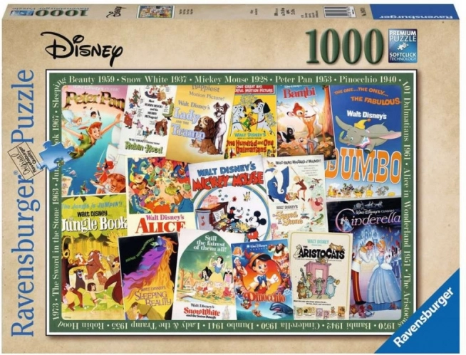 Puslespil Disney Vintage Filmplakater 1000 stk Ravensburger