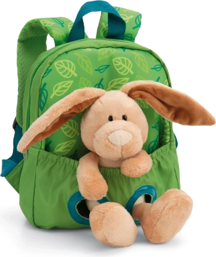 Børnerygsæk med plysbamse-kanin NICI, grøn 26 × 21 cm