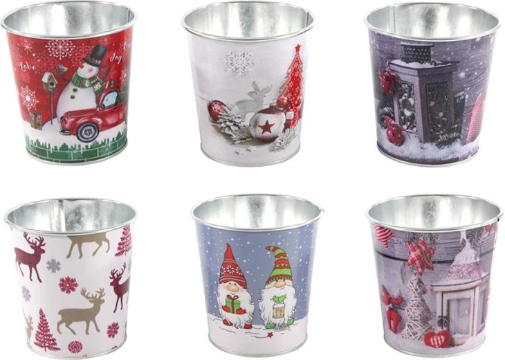 Blikbeholder med julemotiv 10 cm