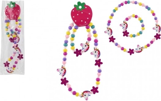 Børnesmykkesæt: halskæde og armbånd med enhjørning af perler