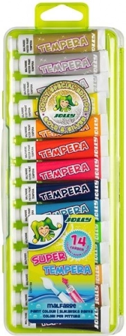 Tempera Jolly - 12 farver + sølv og guld