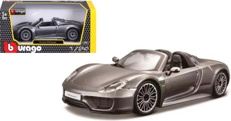 Metalmodel BBURAGO 1:24 Porsche 918 Spyder – grå
