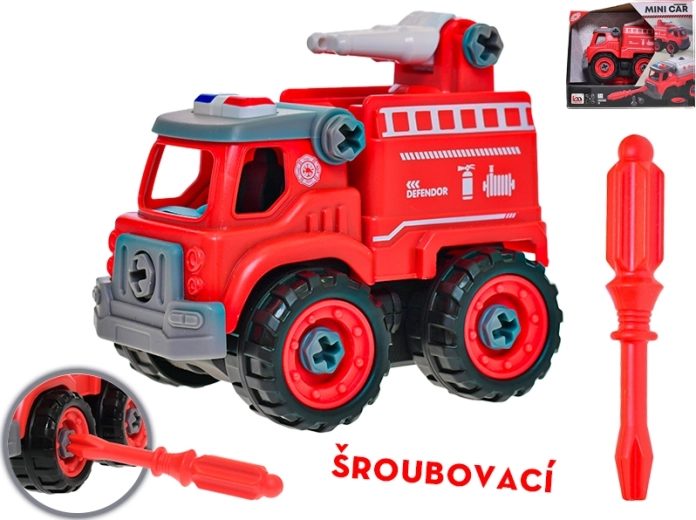 Skrue-samle brandbil 12 cm med vandkanon