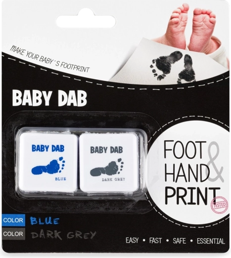 Baby Dab sæt af inkudspuder til babyaftryk, blå og grå (2 stk.)