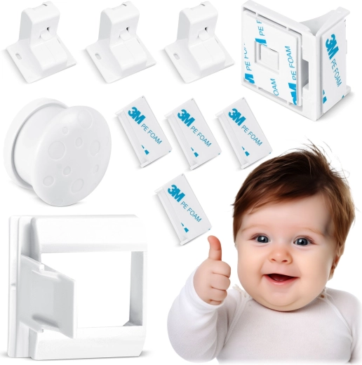 Magnetiske børnesikringslåse til skabe RICOKIDS, sæt med 4 stk.