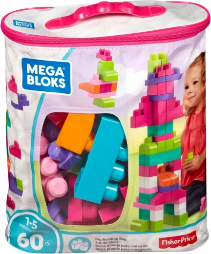 mega bloks stor taske med 60 store klodser, lyserød