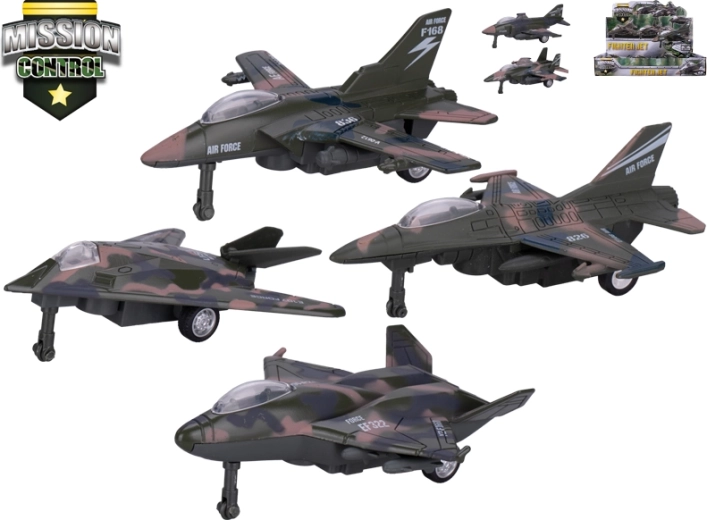 Metal militær flymodel med tilbagespulsmekanisme 12–13,5 cm