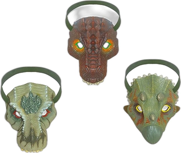 Dinosaurmaske 19 cm (3 varianter) - 1 stk.