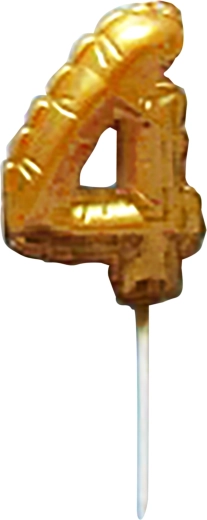 Kagelys tal 4 guld, stiklys 6 cm