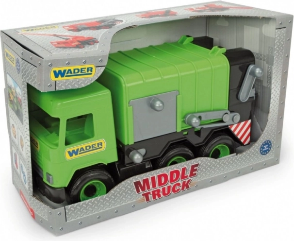 Grøn skraldebil WADER Middle Truck, 42 cm, i æske