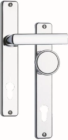 Dørgreb med langskilt og knop 804, centerafstand 90 mm, rustfrit stål