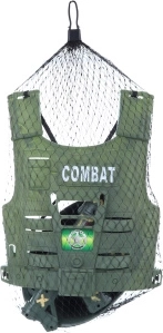 Børne militærsæt med hjelm og maskinpistol