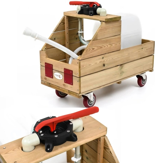 Håndpumpe og fleksibel slange