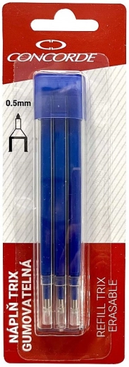 Refiller til viskelader-roller CONCORDE TRIX 0,5 mm, blå, 3 stk.