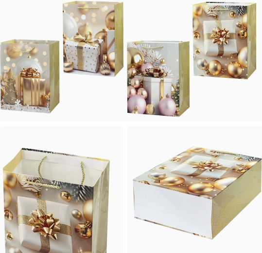 Julegavepose 32 × 26 × 12 cm, mix af motiver