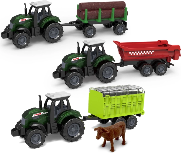 Traktor med trailer i metal/plast 17 cm - 1 stk.