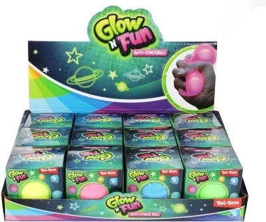 Antistressbold Glow ’n’ Fun – lysende klemmebold