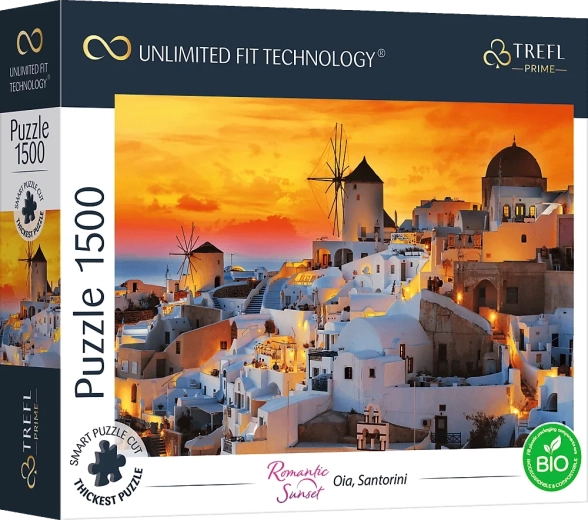 Puzzle TREFL UFT romantisk solnedgang: Oia, Santorini 1500 brikker