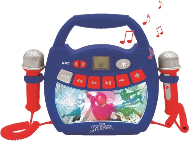 Børne karaokeafspiller med lys SPIDER-MAN med Bluetooth og 2 mikrofoner