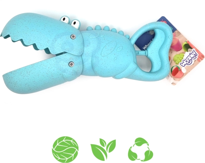 woopie green krokodille-skovl og opsamler til sand og vand, blå, af biologisk nedbrydeligt materiale