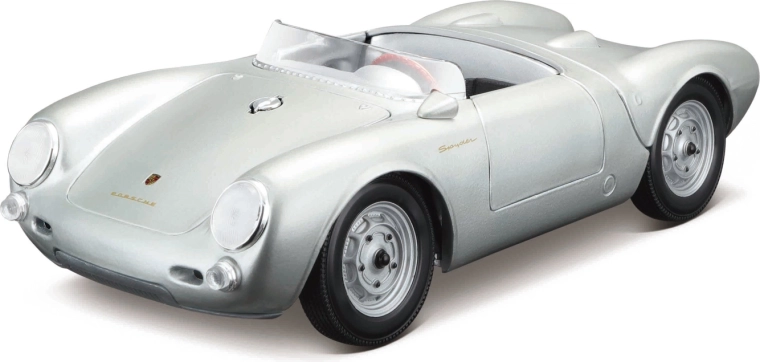 Maisto Porsche 550 A Spyder sølvfarvet bilmodel 1:18