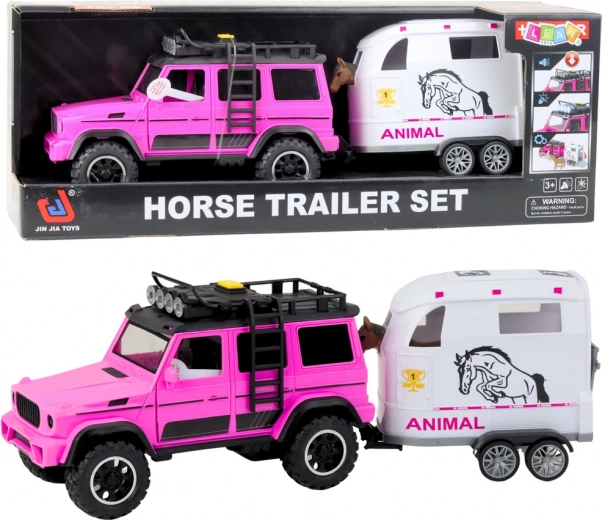 Terrængående bil med hestetrailer med lys og lyde