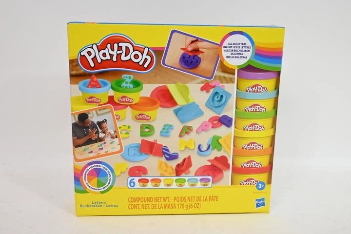 Play-Doh modellervoks – alfabet, 6 bøtter og 26 stempler