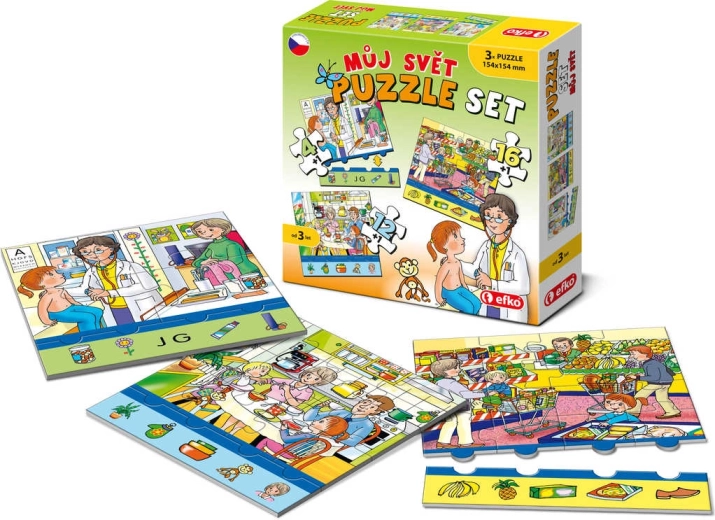Efko puzzle Min verden 3 i 1 (4, 12 og 16 brikker)