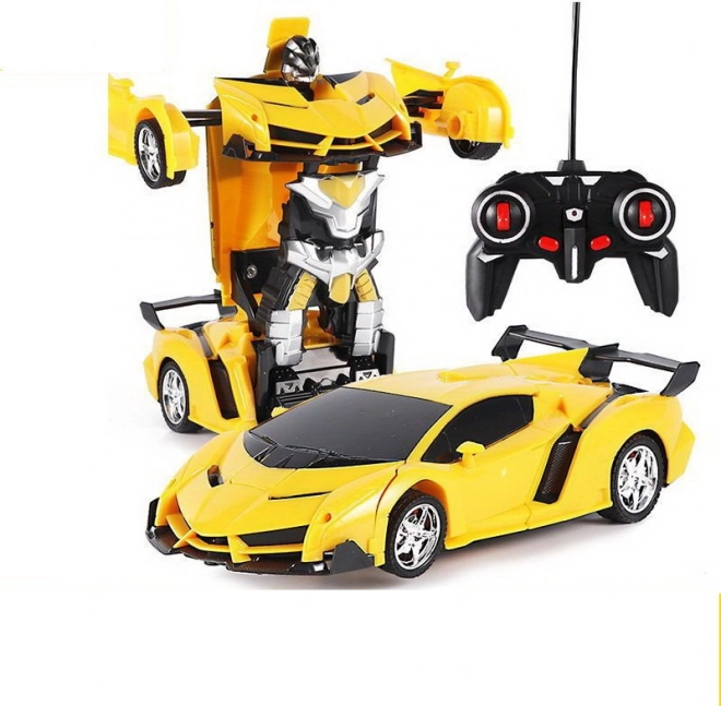 Auto-robot 2-i-1 med fjernbetjening med LED, lyde og drift – gul