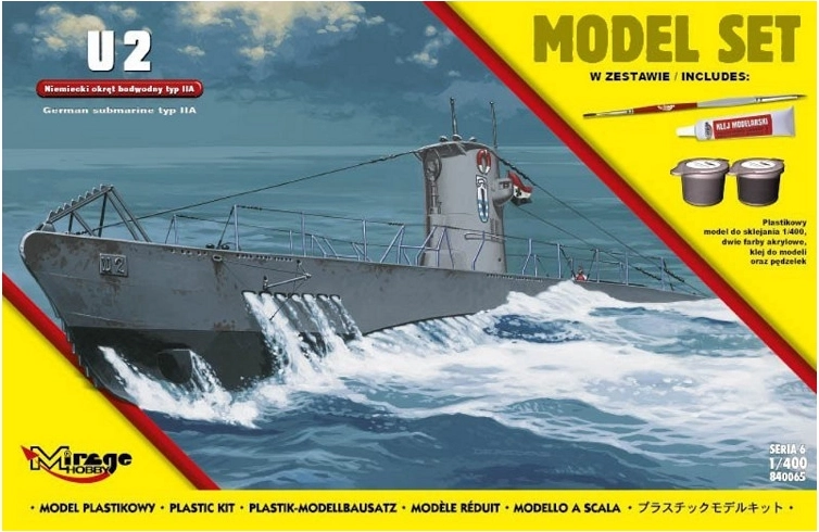 Model af U-Båd type IIA U2 i skala 1:400 – byggesæt