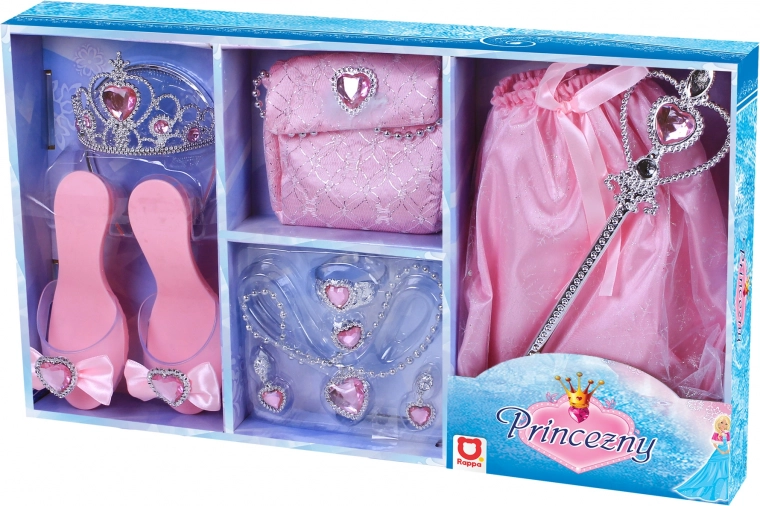 Růžový sæt til prinsesse – kostumetilbehør