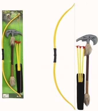 Indiansk bue 70 cm med 3 pile med sugekopper og tomahawk