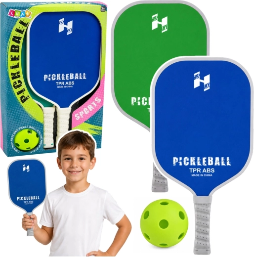 Pickleball-sæt – 2 bat og perforeret bold grøn-blå
