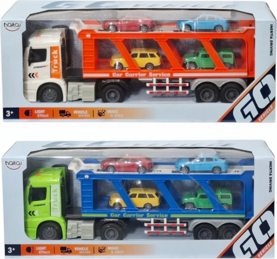 Dobbelt­dækker biltransport med lys og lyd (autotransport/laweta)
