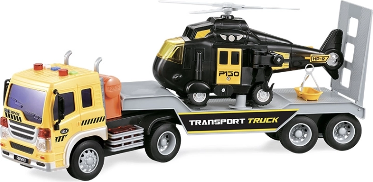 Bytraktor med sættevogn og helikopter 1:16 med fjernbetjening