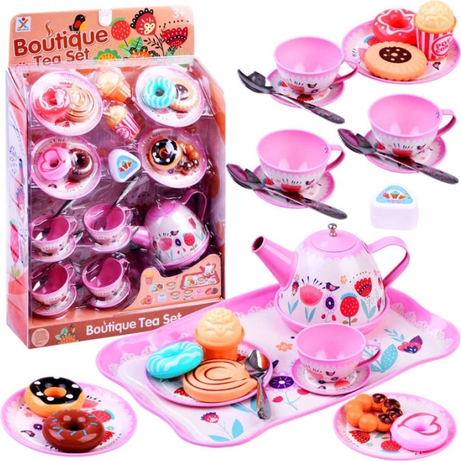 Metal tesæt til børn med desserter