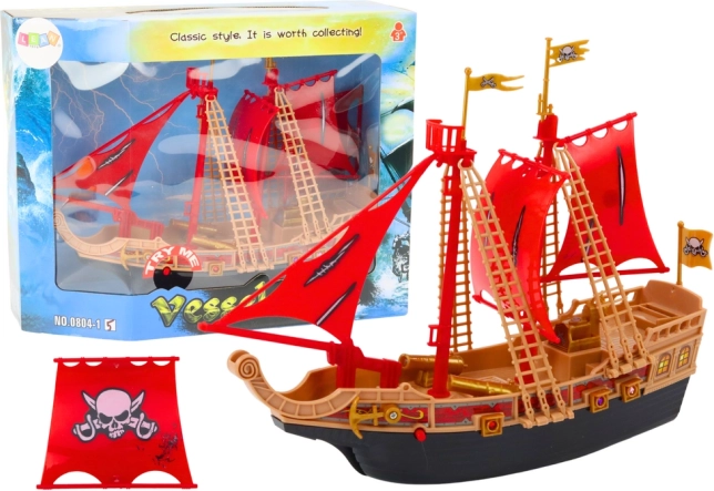 Piratskib med lys og lyde på hjul – sort