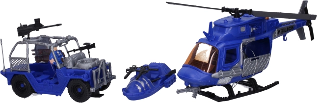 Politispil sæt med figurer og helikopter