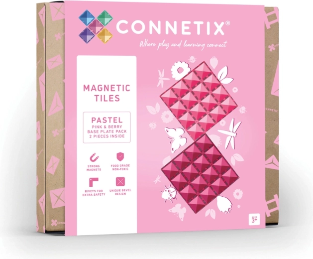 Magnetiske byggeplader Pastel Pink & Berry, 2 stk.