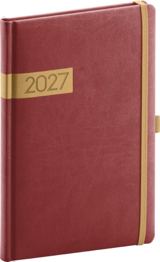 Notique ugekalender Twill 2027 bordeaux-guld 15 × 21 cm