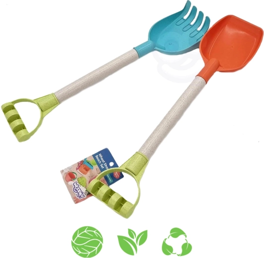 Woopie Green sandlegesæt – skovl og rive 51 cm af biologisk nedbrydeligt materiale
