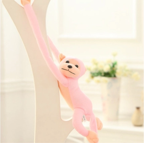 Plys abe med lyd rosa 60 cm