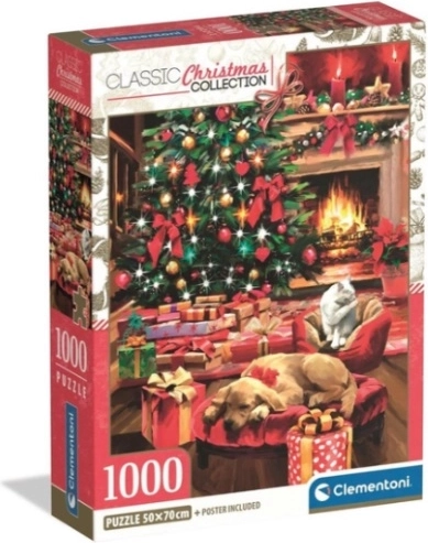 Clementoni puslespil 1000 brikker XMAS Cool – Jul ved pejsen