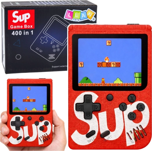 Bærbar retro spillekonsol SUP med 400 spil, 3" LCD, rød