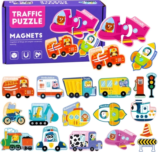Magnetisk transport-puslespil – sæt med 30 brikker