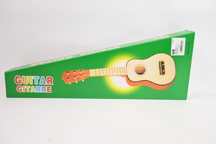 Børneguitar i træ i æske
