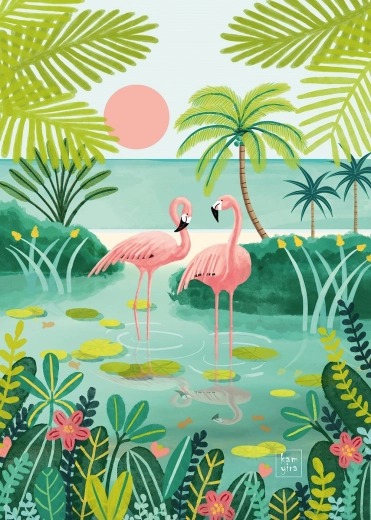 Pieces & Peace puslespil flamingoer 500 brikker
