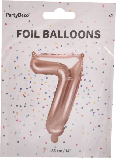 Folieballon tal 7 perlemorslyserød 35 cm