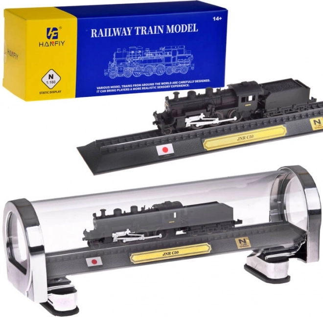 Samlermodel af lokomotiv JNR C50 1:160 i beskyttende montre